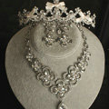 Luxury Classic Wedding Banquet Jewelry Sets Flower Crystal Tiara & Earrings & Bridal Necklace