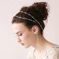 Luxury Elegant Beaded Crystal Hair Band Pearl Gold Bridal Wedding Hair Hoop Accessories