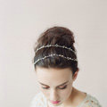 Luxury Elegant Beaded Crystal Hair Band Pearl Silver Bridal Wedding Hair Hoop Accessories
