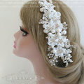 Luxury Pearl Crystal beads Bridal Hairwear Lace Flower Hair Headband Wedding Hair Accessories