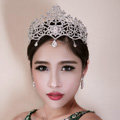 Luxury Retro Wedding Jewelry Flower Crystal Tiaras Bridal Rhinestone Pendant Crown Hair Accessories