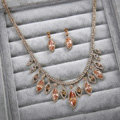 Luxury Rose Gold Wedding Bridal Accessories Elegant Crystal Diamond Necklace Earrings Sets