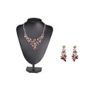 Luxury Wedding Banquet Jewelry Sets Diamond Multicolor Flower Earrings & Bridal AAA Zircon Statement Necklace