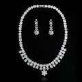 Luxury Wedding Banquet Jewelry Sets Diamond Plum Flower Earrings & Bridal Zircon Statement Necklace