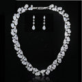 Luxury Wedding Banquet Jewelry Sets Diamond Water-drop Earrings & Bridal AAA Zircon Statement Necklace