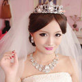 Luxury Wedding Banquet Jewelry Sets for Bridal Crystal Flower Tiara & Earrings & Necklace