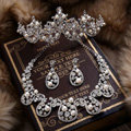 Luxury Wedding Bridal Accessories Pearl Crystal Necklace Earrings Tiara Sets