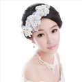 Luxury Wedding Bridal Accessories Pearl Lace Flower Crystal Tiara Necklace Earrings Sets