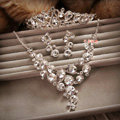 Luxury Wedding Bridal Accessories Rhinestone Crystal Elegant Tiara Necklace Earrings Sets