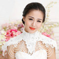 Luxury Wedding Jewelry Crystal Beads Lace Flower Bridal Necklace Shoulder Chain Accessories