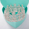 Luxury Wedding Jewelry Crystal Large Ring Flower Tiaras Bridal Rhinestone Crown Hair Accessories