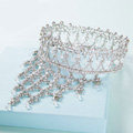Luxury Wedding Jewelry Crystal Large Ring Tassel Tiaras Bridal Rhinestone Crown Hair Accessories