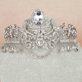 Luxury Wedding Jewelry Flower Crystal Large Tassel Tiaras Bridal Rhinestone Crown Hair Accessories