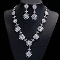 Luxury Wedding Jewelry Sets Cross Flower Stud Earrings & Bridal Diamond Zircon Statement Necklace