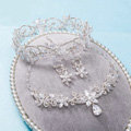Luxury Wedding Jewelry Sets Crystal Beads Flower Tiara & Earrings & Bridal Zircon Statement Necklace