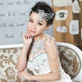 Luxury Wedding Jewelry Sets Crystal Flower Tiara & Earrings & Bridal Lace Necklace Shoulder Accessories