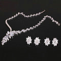 Luxury Wedding Jewelry Sets Lucky Flower vine Stud Earrings & Bridal Diamond Zircon Statement Necklace