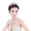 Luxury Wedding Jewelry Sets for Bridal Crystal Water-drop Tiara & Earrings & Rhinestone Necklace
