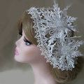 New High Quality Mesh Hairwear Crystal beads Lace Flower Bridal Hair Headband Wedding Hair Accessories