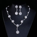 Simple Banquet Wedding Jewelry Sets Sun flower Diamond Earrings & Bridal Zircon Necklace