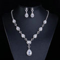 Top quality Banquet Wedding Jewelry Sets Water-drop Diamond Earrings & Bridal Zircon Necklace