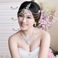Unique Wedding Jewelry Sets Flower Crystal Headdress Tiara & Earrings & Bridal Rhinestone Necklace