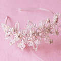 Vintage Luxury Beaded Crystal Flower Hair Band Pearl Bridal Wedding Hair Hoop Accessories