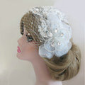 Vintage Mesh Crystal Bridal Hairwear Lace Flower Hair Headband Jewelry Wedding Bride Hair Accessories