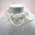 Elegant Bridal Wedding Tassel Pearl Rhinestone Lace Flower Crystal Pearls Necklace Jewellery