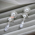 Elegant High Quality Wedding Jewelry Pearl Crystal Bridal Pendant Earrings Accessories