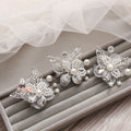 Elegant Wedding Hair Clip Jewelry By hand 3 Piece Pearl Crystal Flower Bridal Hair Pin Accessories