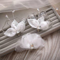 Elegant Wedding Hair Clip Jewelry By hand Crystal White Tulle Flower Bridal Hair Pin Accessories