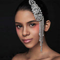 Elegant Wedding Headdress Crystal Flower Rhinestone Tassel Bridal Headband Hair Accessories