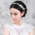 Elegant Wedding Headdress Pearl Flower Crystal Rhinestone Bridal Headband Hair Comb Accessories