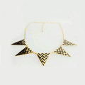 Europe Fashion Women Black Gold-plated Punk Big Triangle Metal Bib Necklace Clavicle Chain