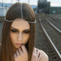 Fashion Simple Woman Alloy Single layer Tassel Chain Punk Headband Hair bands Accessories