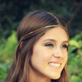 Fashion Simple Woman Gold Plated Alloy Bling Sequins Chain Headband Hair bands Accessories
