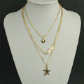 Fashion Women Multi layer Gold-plated Stars Angel Wings Metal Necklace Clavicle Chain