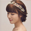 Fashionable Wedding Headdress By hand Pearl Crystal Beads Flower Bridal Headband Hair Accessories