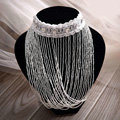 Hot Sell Shining Rhinestones Lace Tassel Shoulder Chain Necklace Wedding Bride Jewelry