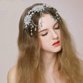 Luxury Bridal Wedding Queen Alloy Flower Rhinestone Crystal Tassel Bride Headband Hair Clip Accessories