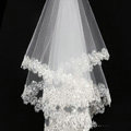 Luxury Cathedral Short Handmade Lace Flower Sequins Bridal Wedding Veil Bride Deco