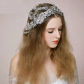 Luxury Vintage Bridal Wedding Queen Rhinestone Crystal Bead Flower Bride Headband Hair Accessories