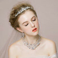 Luxury Vintage Wedding Bridal Jewelry Rhinestone Crystal Bead Flower Tiaras Necklace Earrings Set