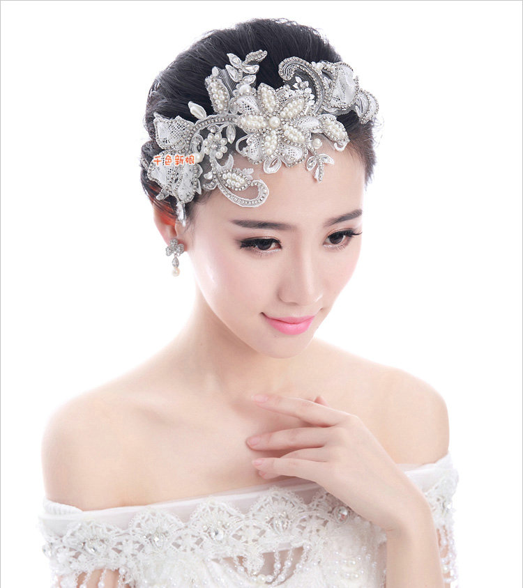 Buy Wholesale Luxury Wedding Headdress Pearl Rhinestone Crystal Lace ...