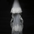 Luxury White Lace Flower Edge Tulle Sequins Custom 3M Long Bridal Wedding Veil With Comb