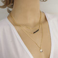 New Retro Women Gold-plated Multi layer Black Crystal Beads Metal Sequins Necklace Clavicle Chain