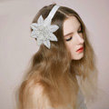 Retro Bridal Wedding Big Flower Rhinestone Crystal Bride Ribbon Headband Hair Accessories