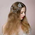 Retro Bridal Wedding Flower Rhinestone Crystal Bead Tassel Bride Headband Hair Clip Accessories