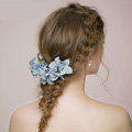 Retro Bridal Wedding Forest girl Blue Cloth Floral Rhinestone Crystal Bride Headband Hair Clip Accessories